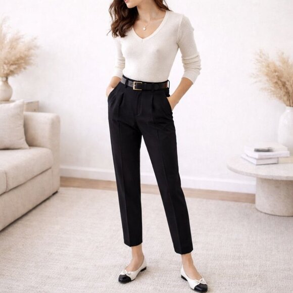 No.21 Black Trouser Pant Double Pleat Tailored Italian Designer Size IT 40